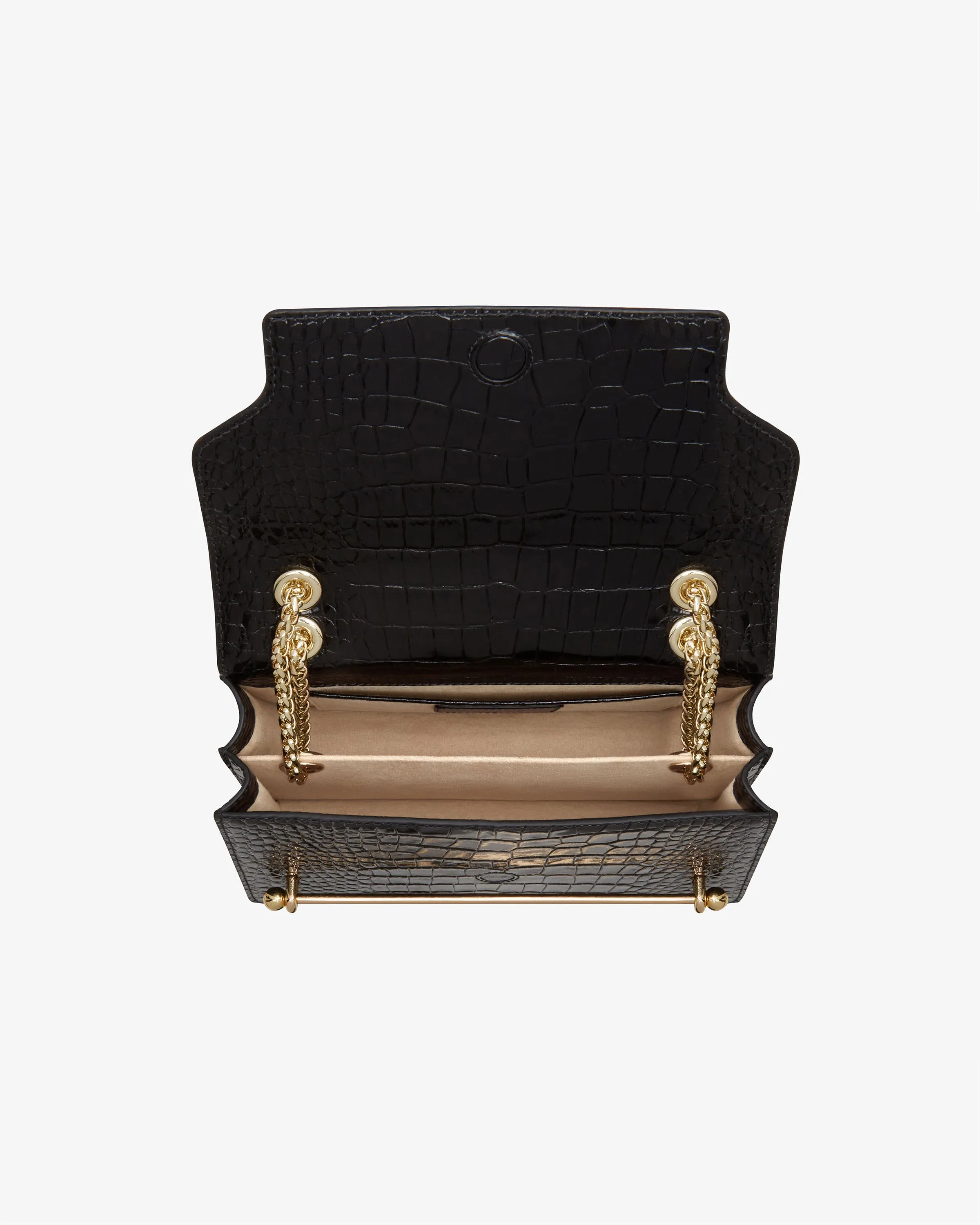 East/West - Croc-Embossed Leather Black