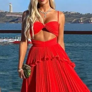 Elegant Pleated Long Maxi Dress