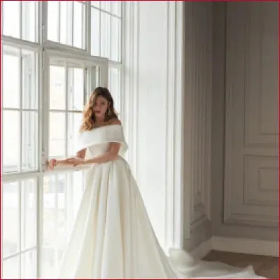 Elegant Satin Off Shoulder Bridal Gown