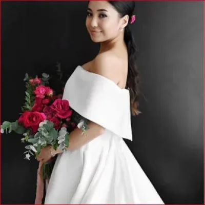 Elegant Satin Off Shoulder Bridal Gown