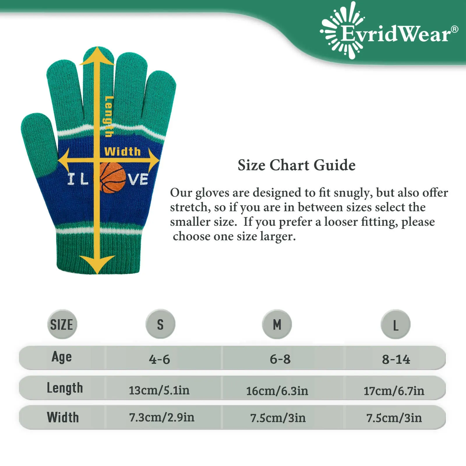 EvridWear Kids Winter Gloves - 3 Pairs Balls Print Knit (Boys & Girls)