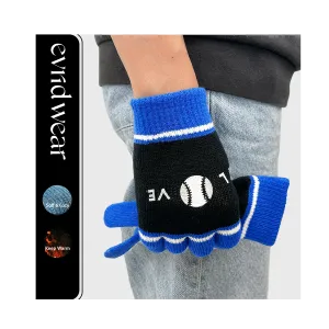 EvridWear Kids Winter Gloves - 3 Pairs Balls Print Knit (Boys & Girls)