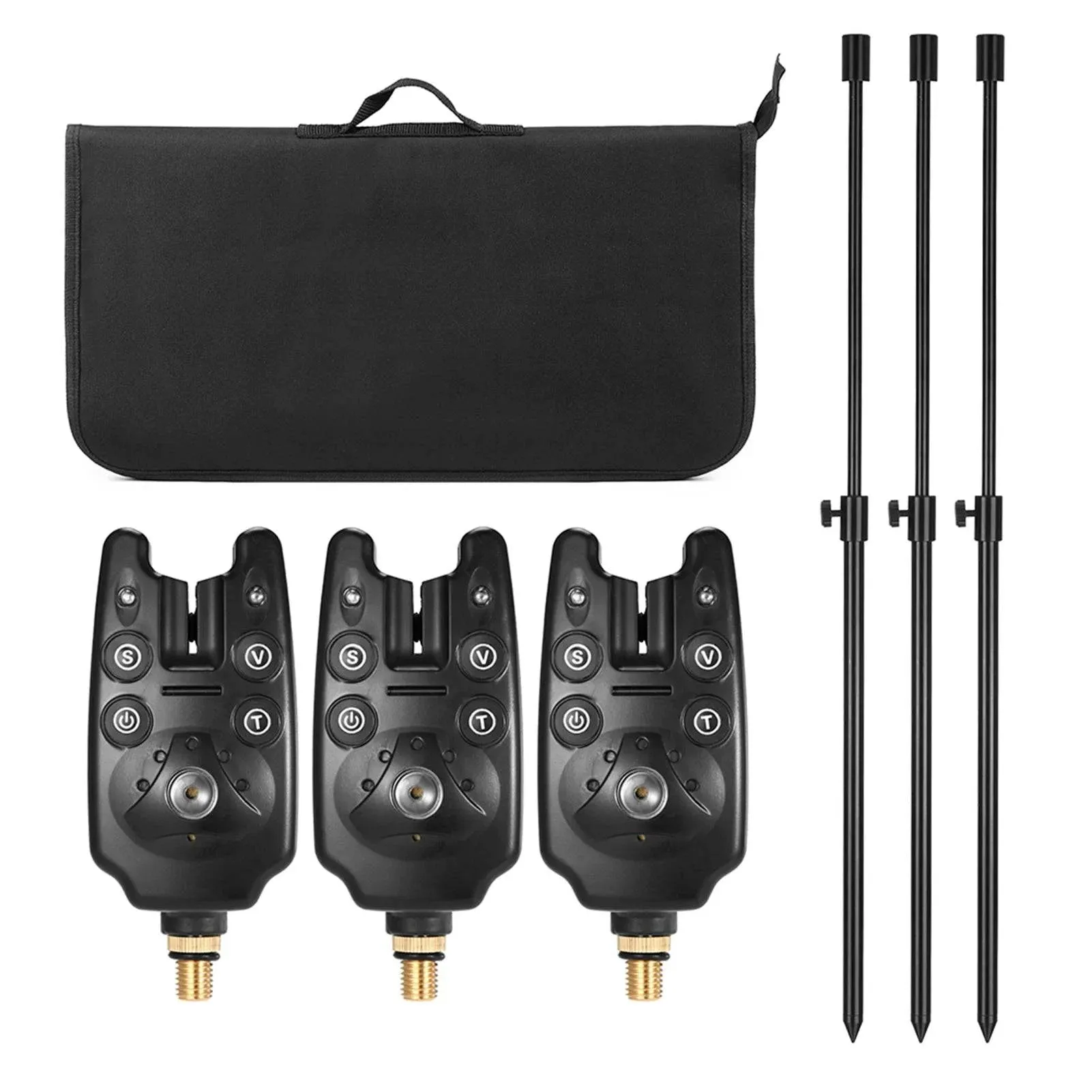 Fishing Bite Alarms Fishing Banksticks Swingers Set Fishing Alarm Kit with Padded Fishing Tool Bag For Outdoor Fishing