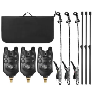 Fishing Bite Alarms Fishing LED Alarming Banksticks Swingers Set with Padded Fishing Tool Bag For Outdoor Fishing