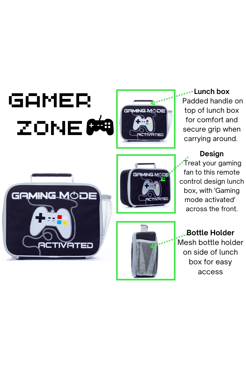 Gaming Mode School Bag And Lunch bag 2 Piece, Kids Boys Gamer Backpack