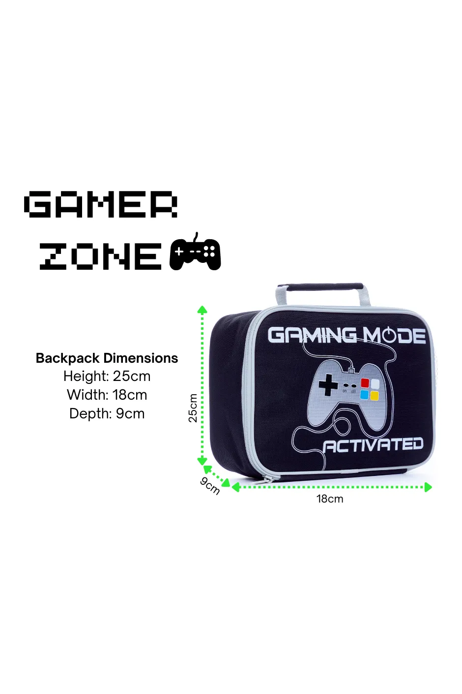 Gaming Mode School Bag And Lunch bag 2 Piece, Kids Boys Gamer Backpack