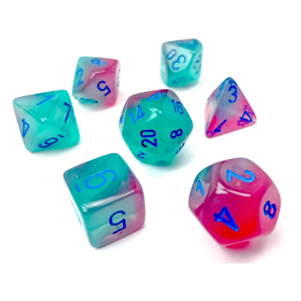 Gemini Polyhedral Gel Green-Pink/blue Luminary 7-Die Set