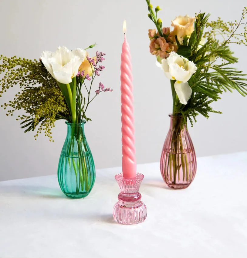 Glass Candle Holder | Pink
