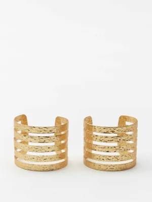 Gold textured armbands (set of 2)