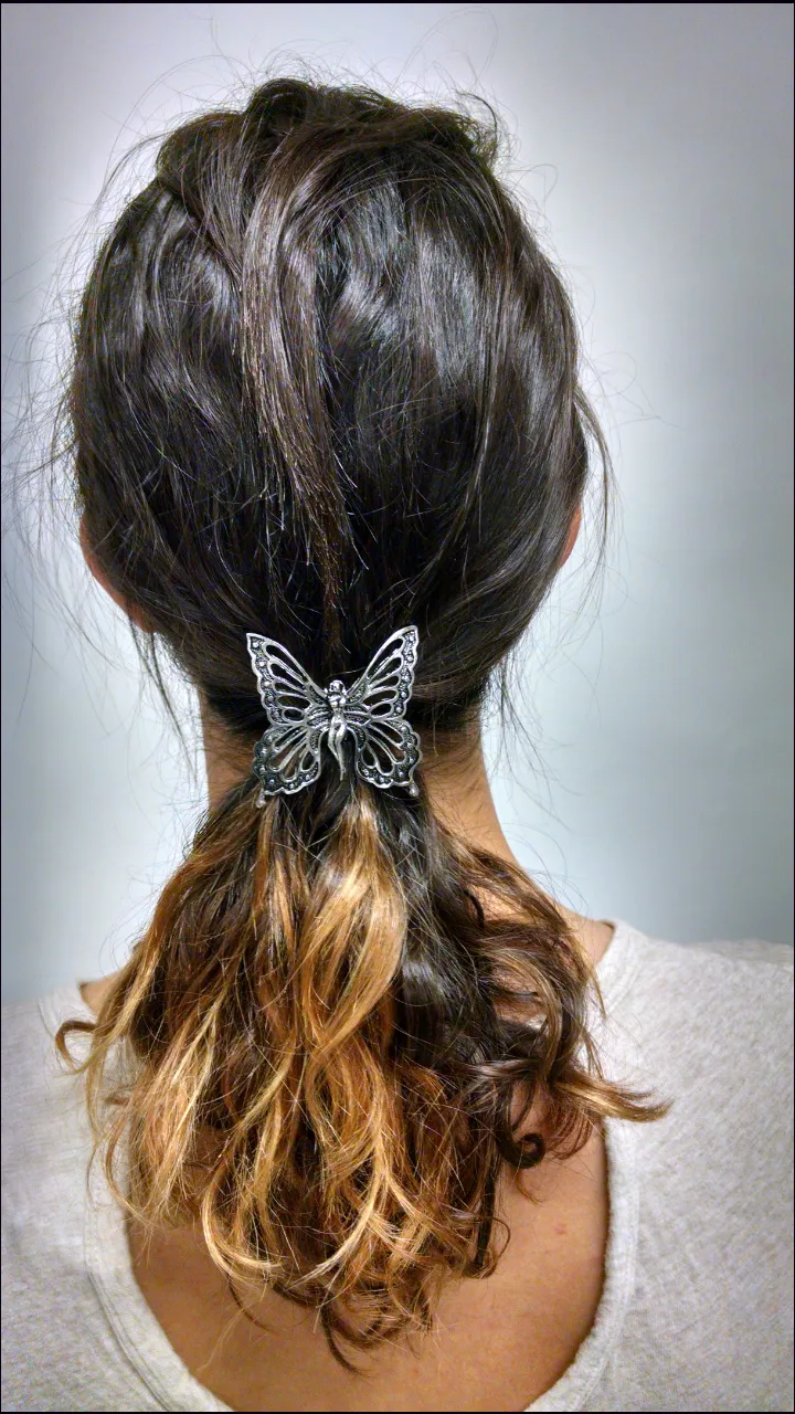 Hair Hook Fairy Butterfly - Silver, Ponytail Holder