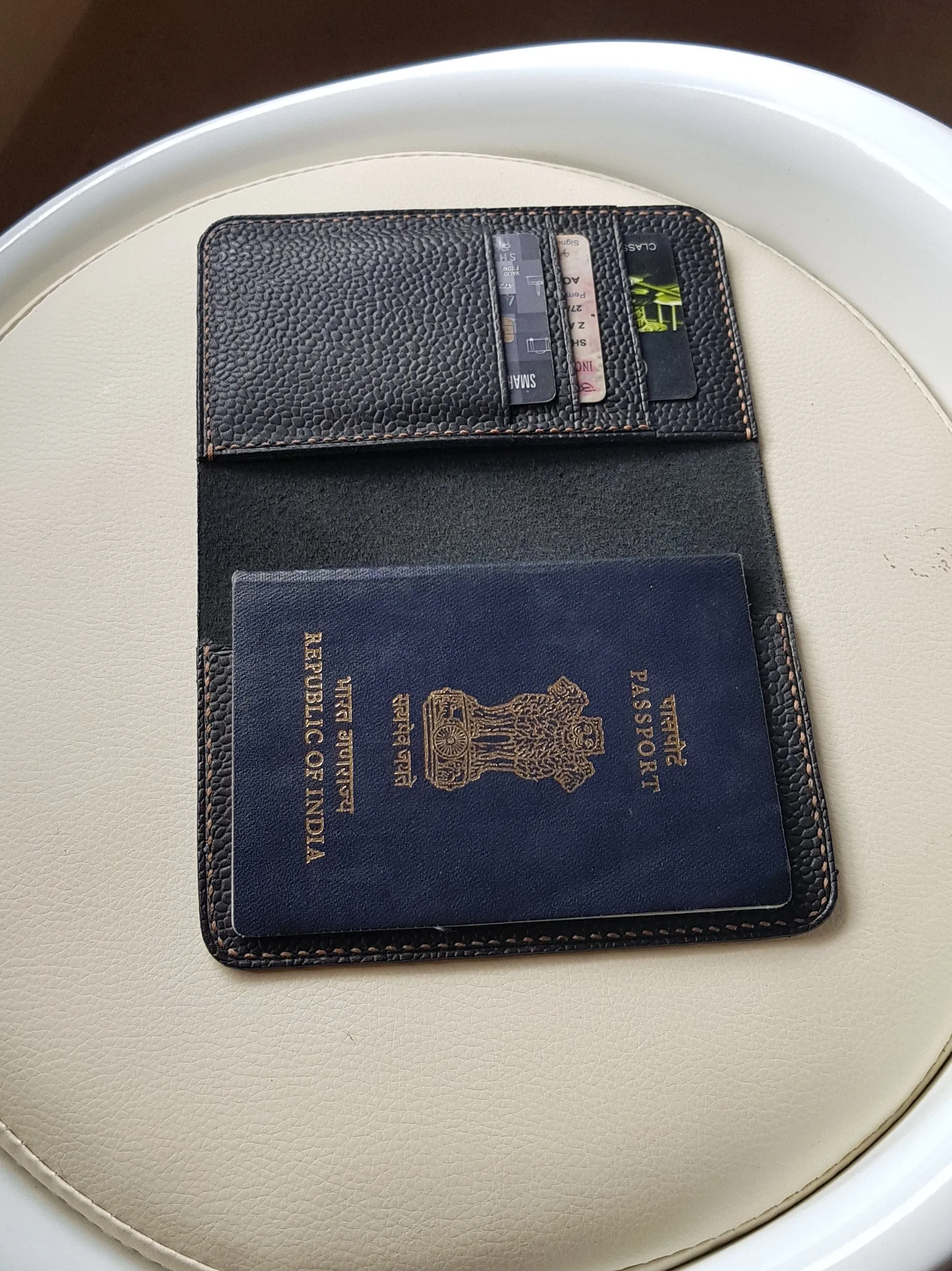 Handmade leather passport holder wallet