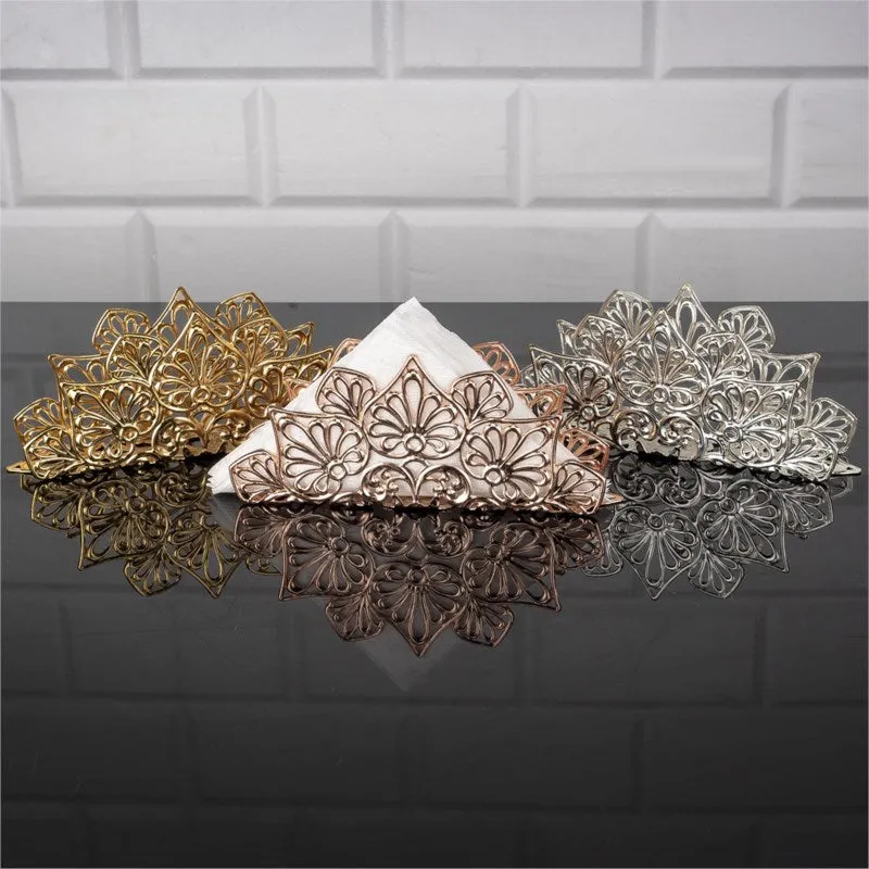Handmade Triangle Fancy Metal Napkin Holders, 6 Pcs 6.7 in