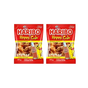 Haribo Happy-Cola 175g (Pack of 2) | Cola-Flavored Gummy Candy Bottles