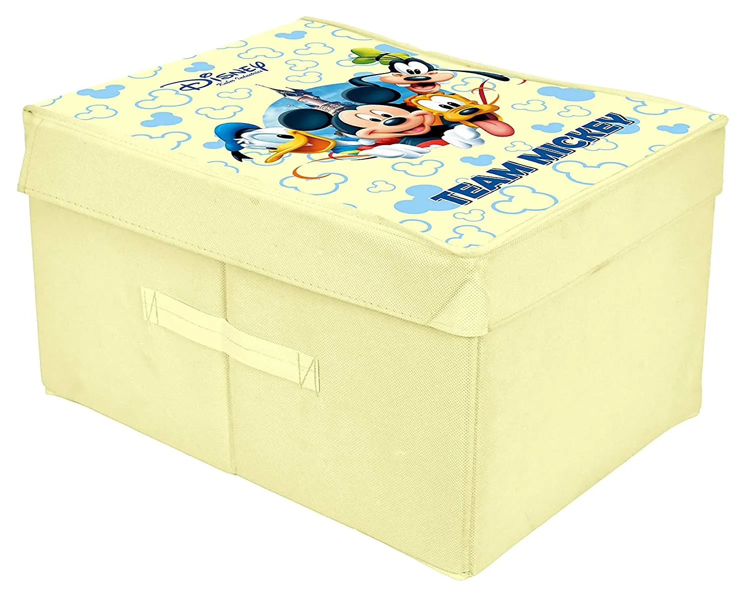 Heart Home Disney Team Mickey Printed Multipurposes Non-Woven Flodable Storage Box/Oragnizer- Pack of 2 (Cream)-HS43HEARTH26576