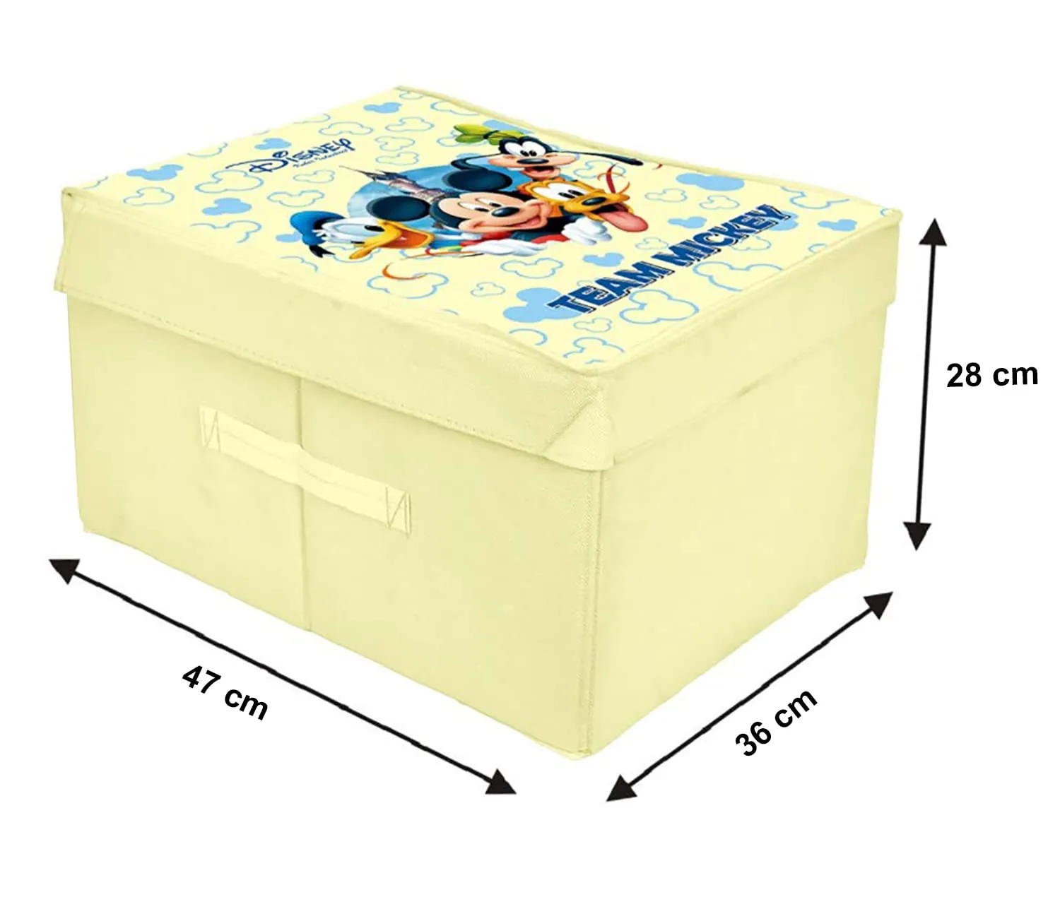 Heart Home Disney Team Mickey Printed Multipurposes Non-Woven Flodable Storage Box/Oragnizer- Pack of 2 (Cream)-HS43HEARTH26576