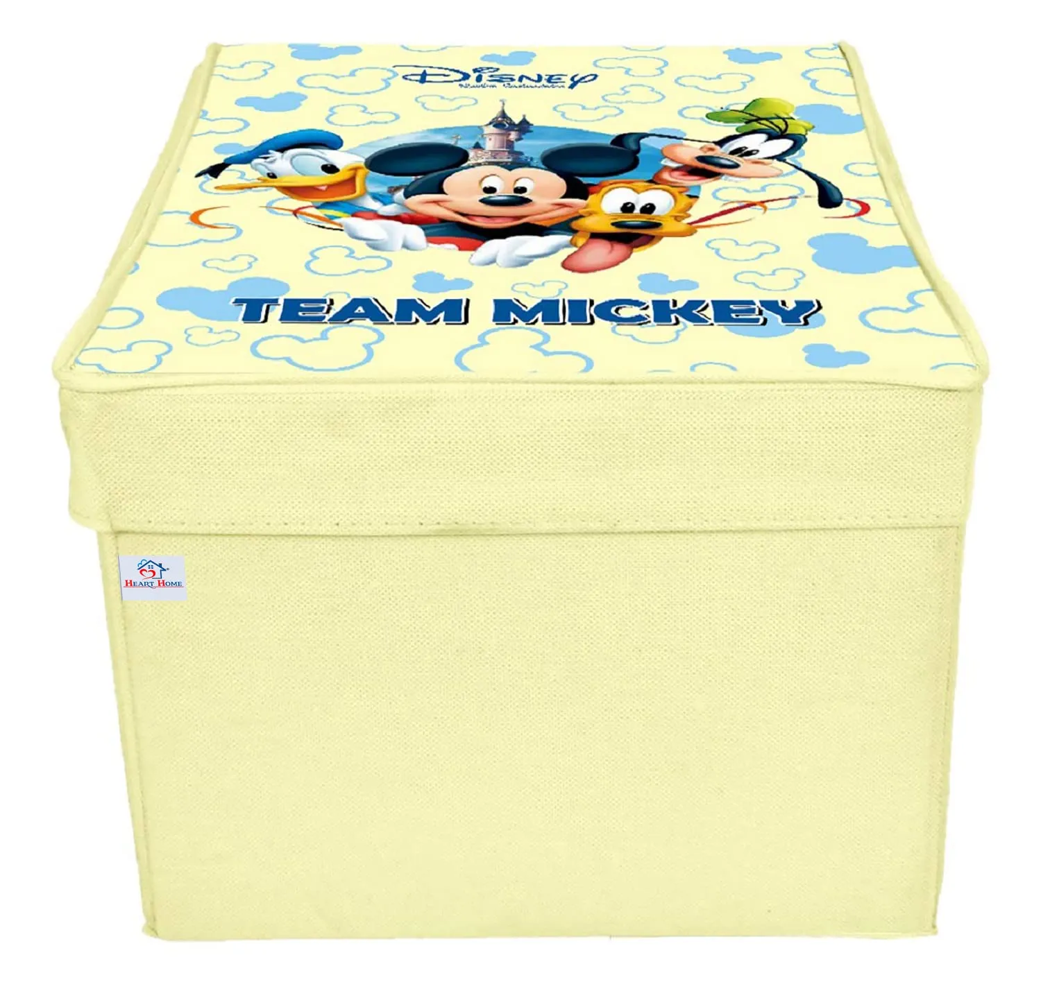 Heart Home Disney Team Mickey Printed Multipurposes Non-Woven Flodable Storage Box/Oragnizer- Pack of 2 (Cream)-HS43HEARTH26576