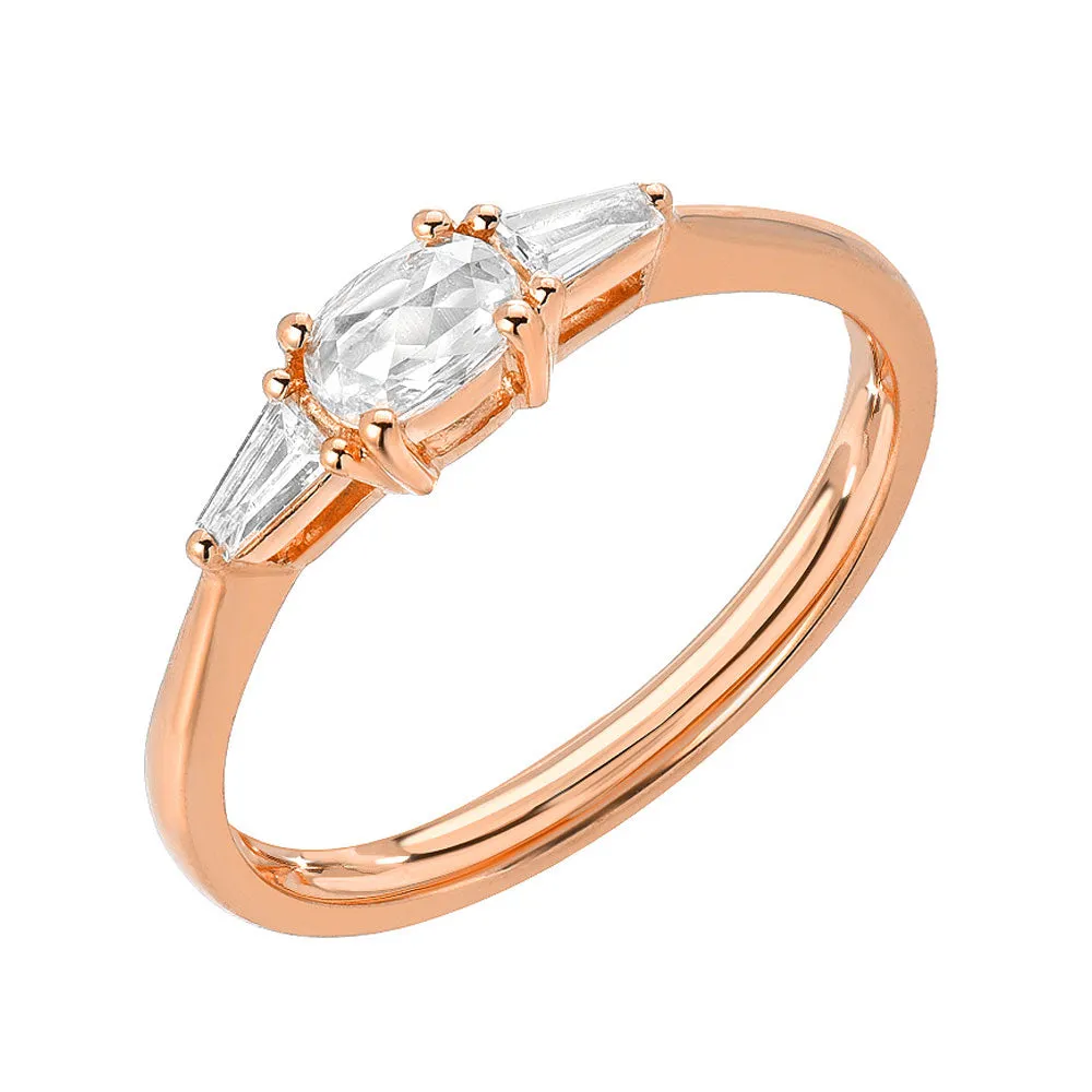 Heirloom Rose Cut Ring With Tapered Baguettes
