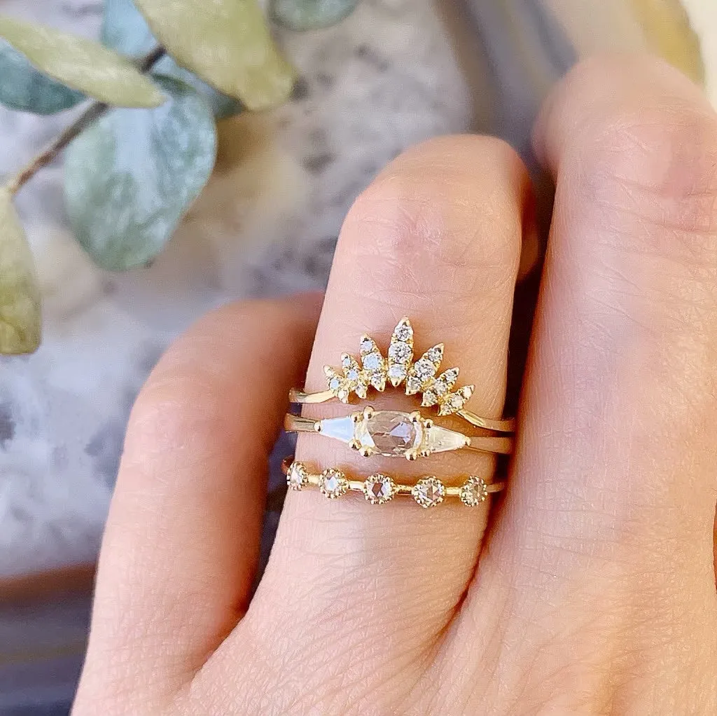Heirloom Rose Cut Ring With Tapered Baguettes