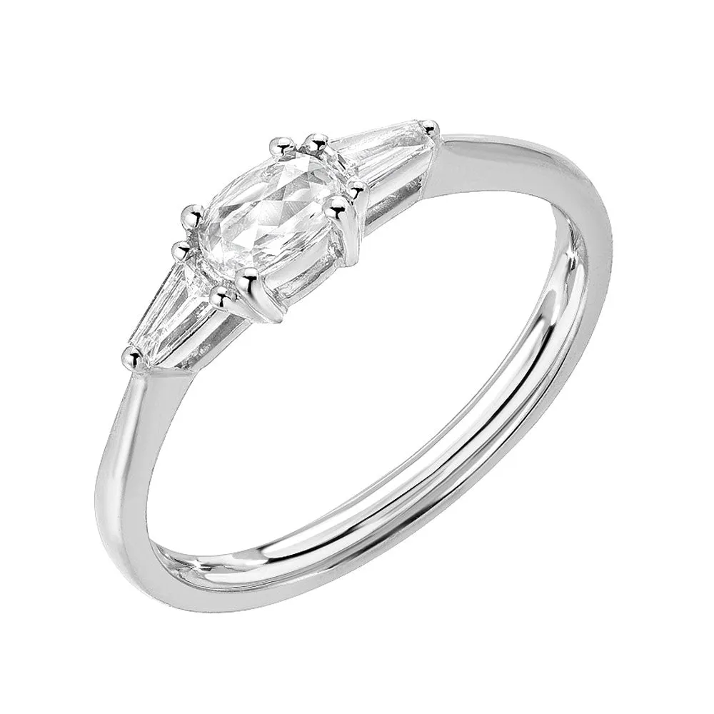 Heirloom Rose Cut Ring With Tapered Baguettes