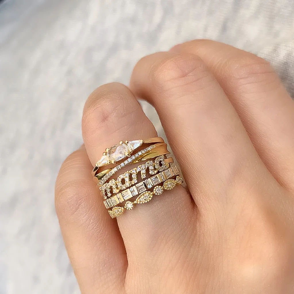 Heirloom Rose Cut Ring With Tapered Baguettes