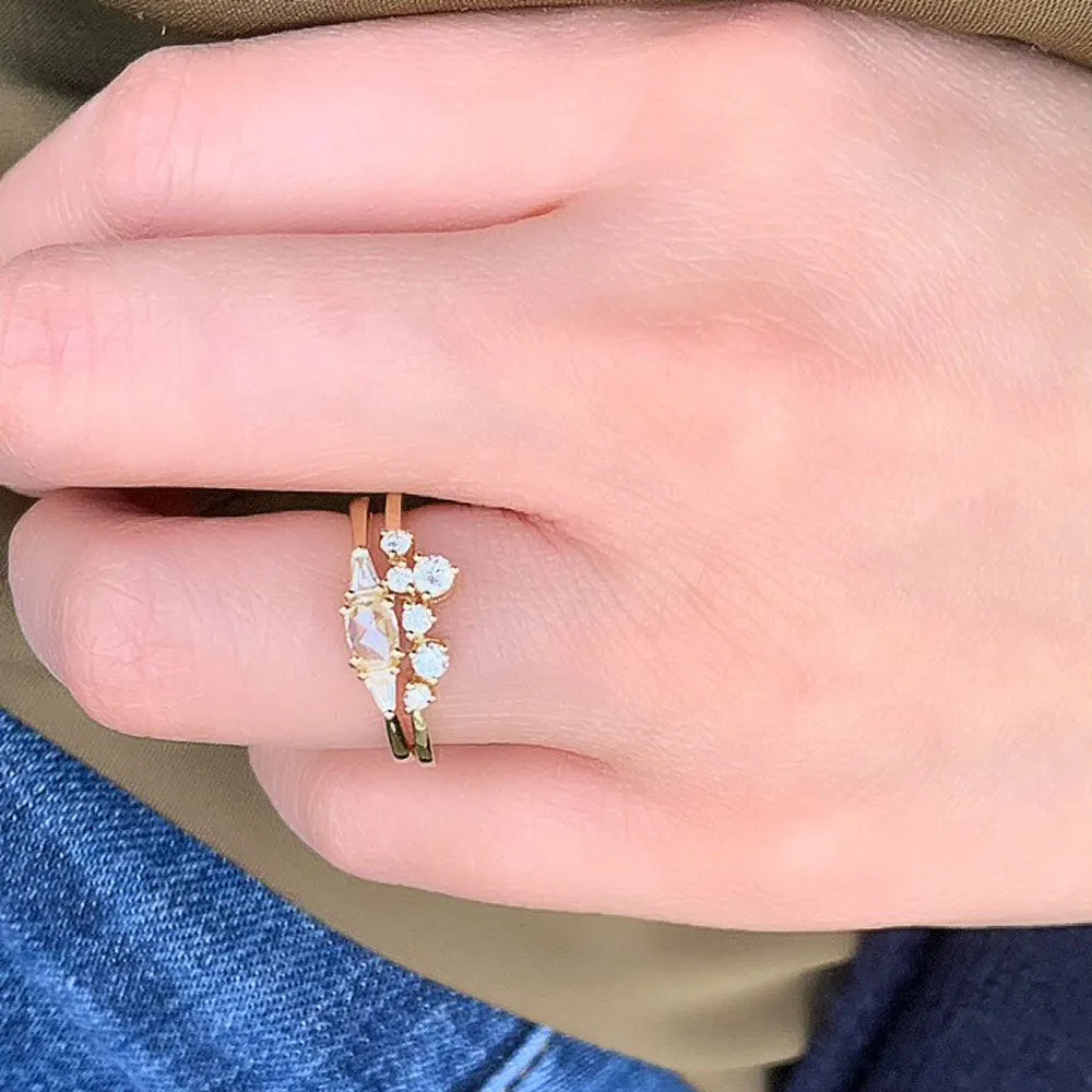 Heirloom Rose Cut Ring With Tapered Baguettes