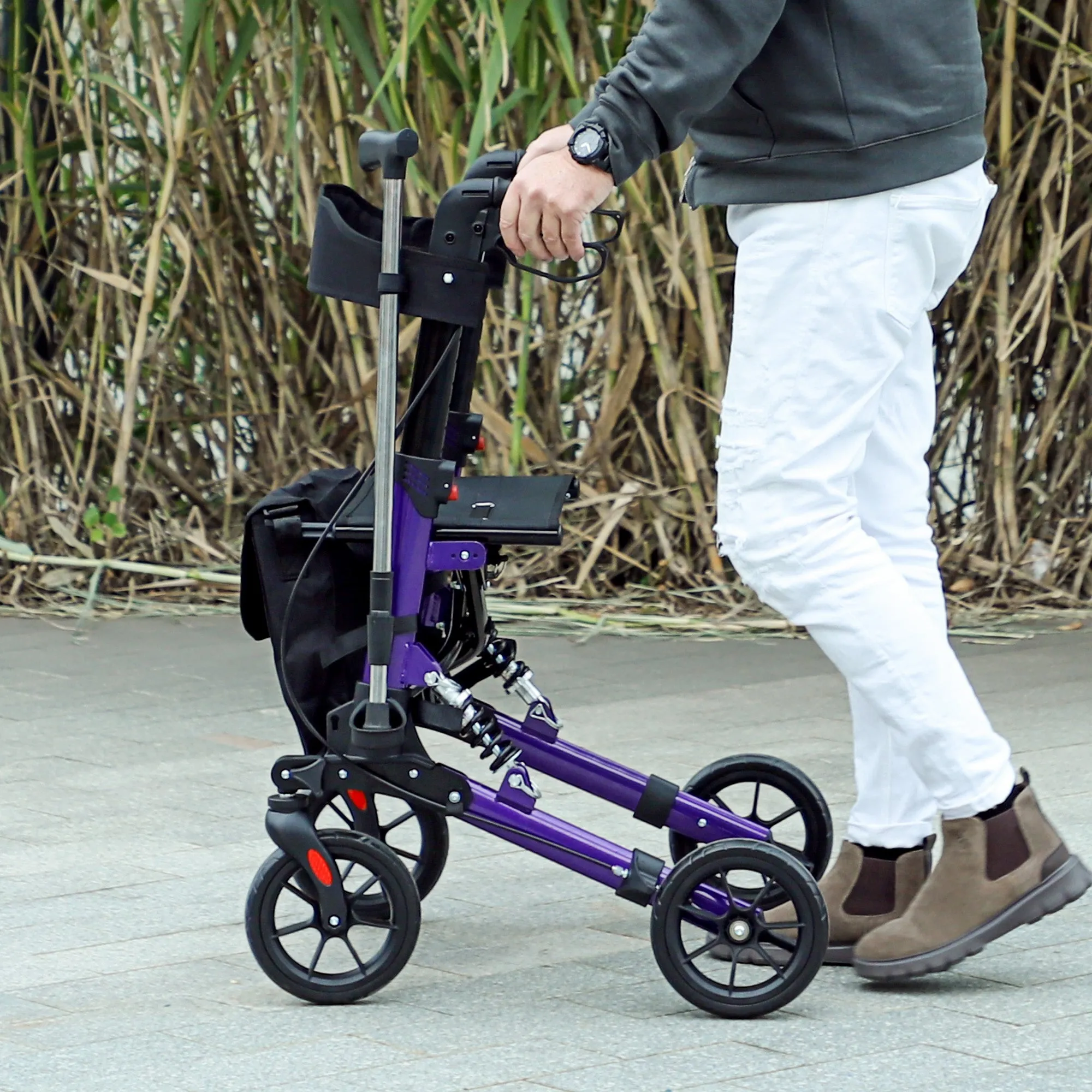HOMCOM Folding Rollator Walker with Seat, Backrest, Bag, 4 Wheels