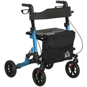 HOMCOM Folding Rollator Walker with Seat, Backrest, Bag, 4 Wheels