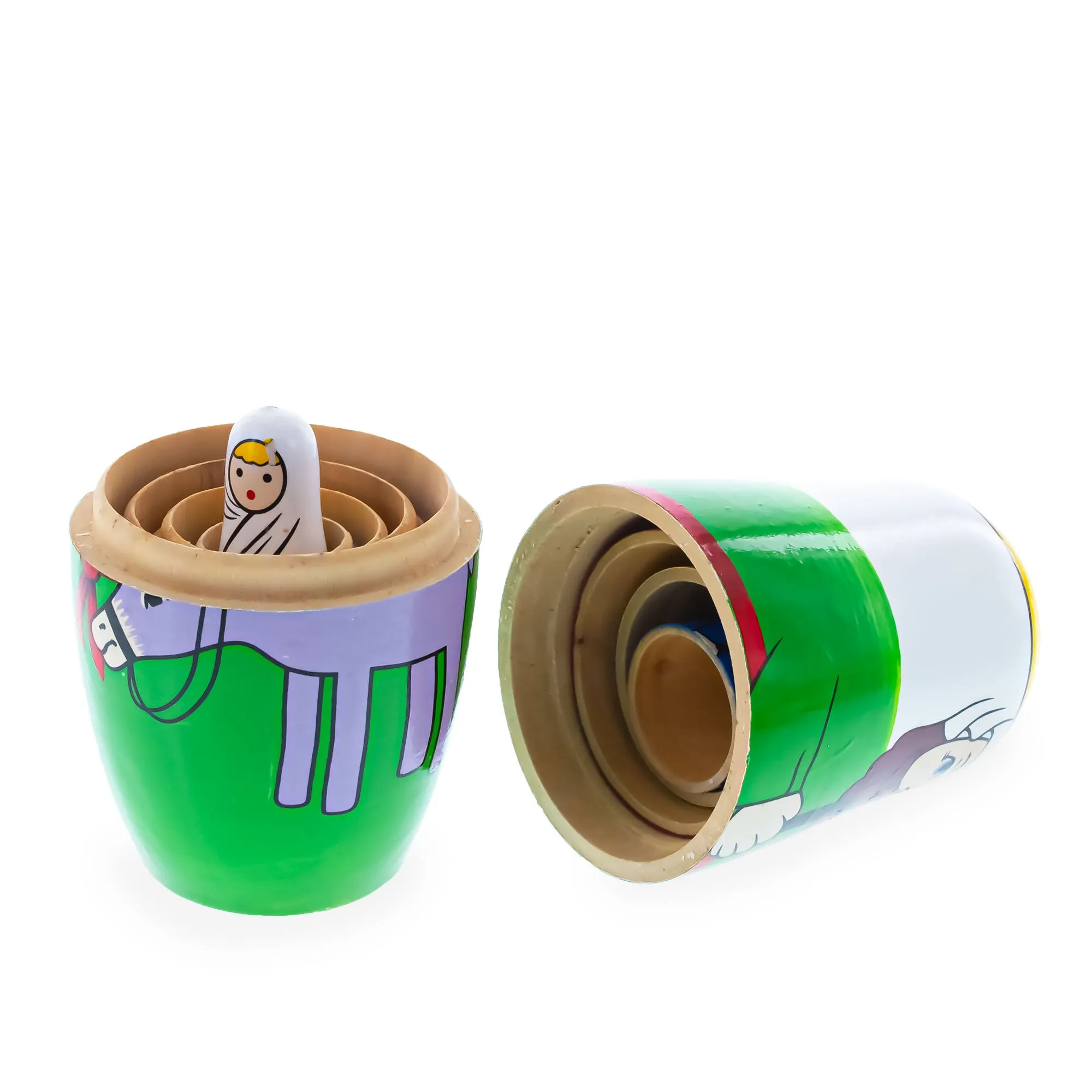Joseph, Mary, and Jesus Nativity Scene Wooden Nesting Dolls 5.75 Inches