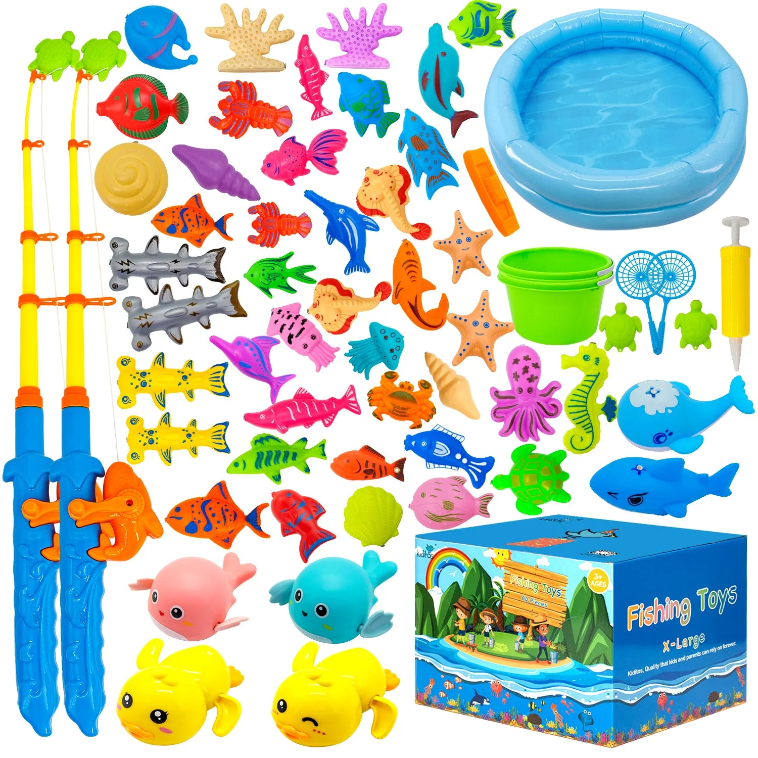 Kiditos 60 PCS Magnetic Fishing Toys Game Set (FG-60)