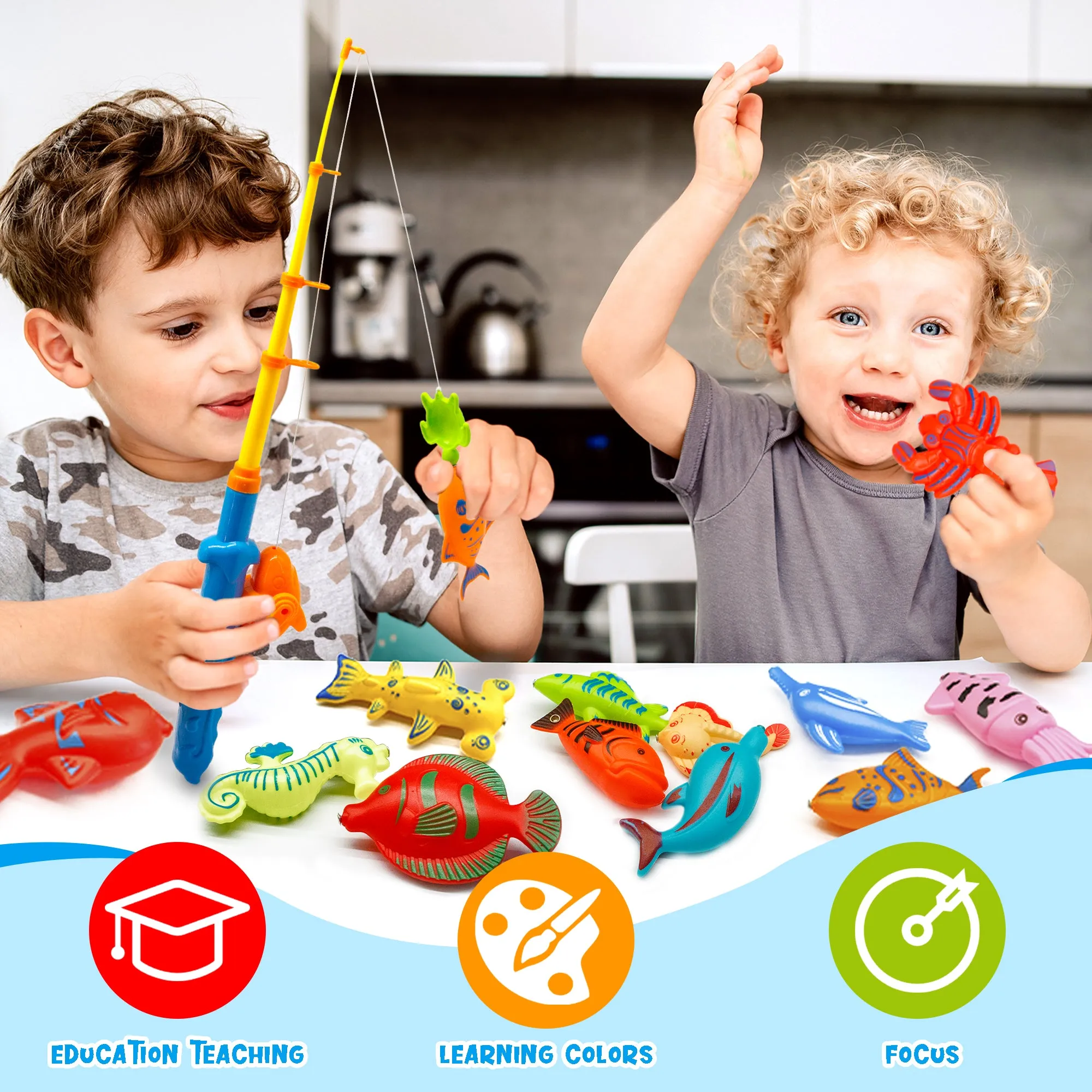 Kiditos 60 PCS Magnetic Fishing Toys Game Set (FG-60)