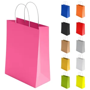Kraft Paper Bags with Twisted Handle Colored Party Gift Bags Paper Carrier for Birthday 18x22x8cm