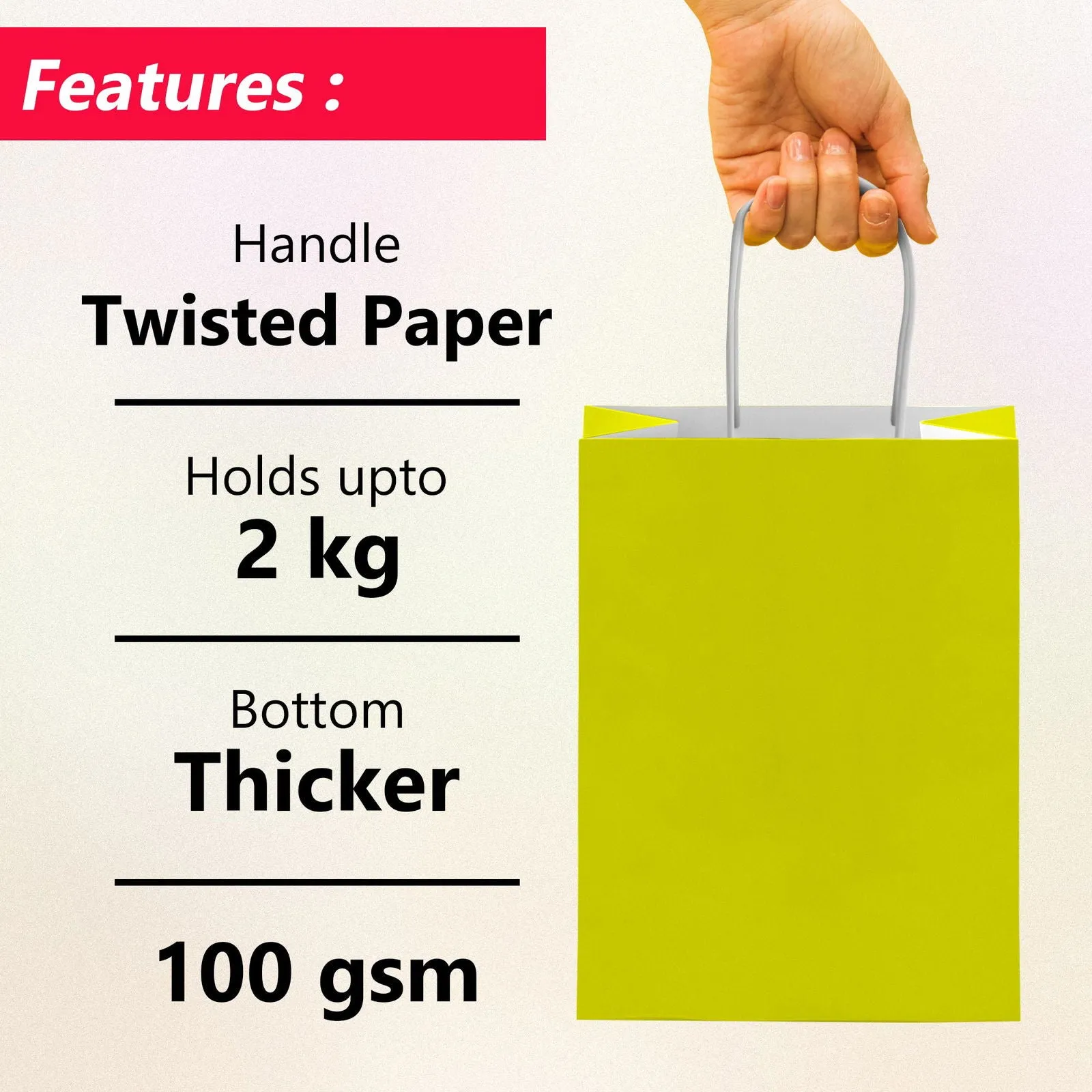 Kraft Paper Bags with Twisted Handle Colored Party Gift Bags Paper Carrier for Birthday 18x22x8cm