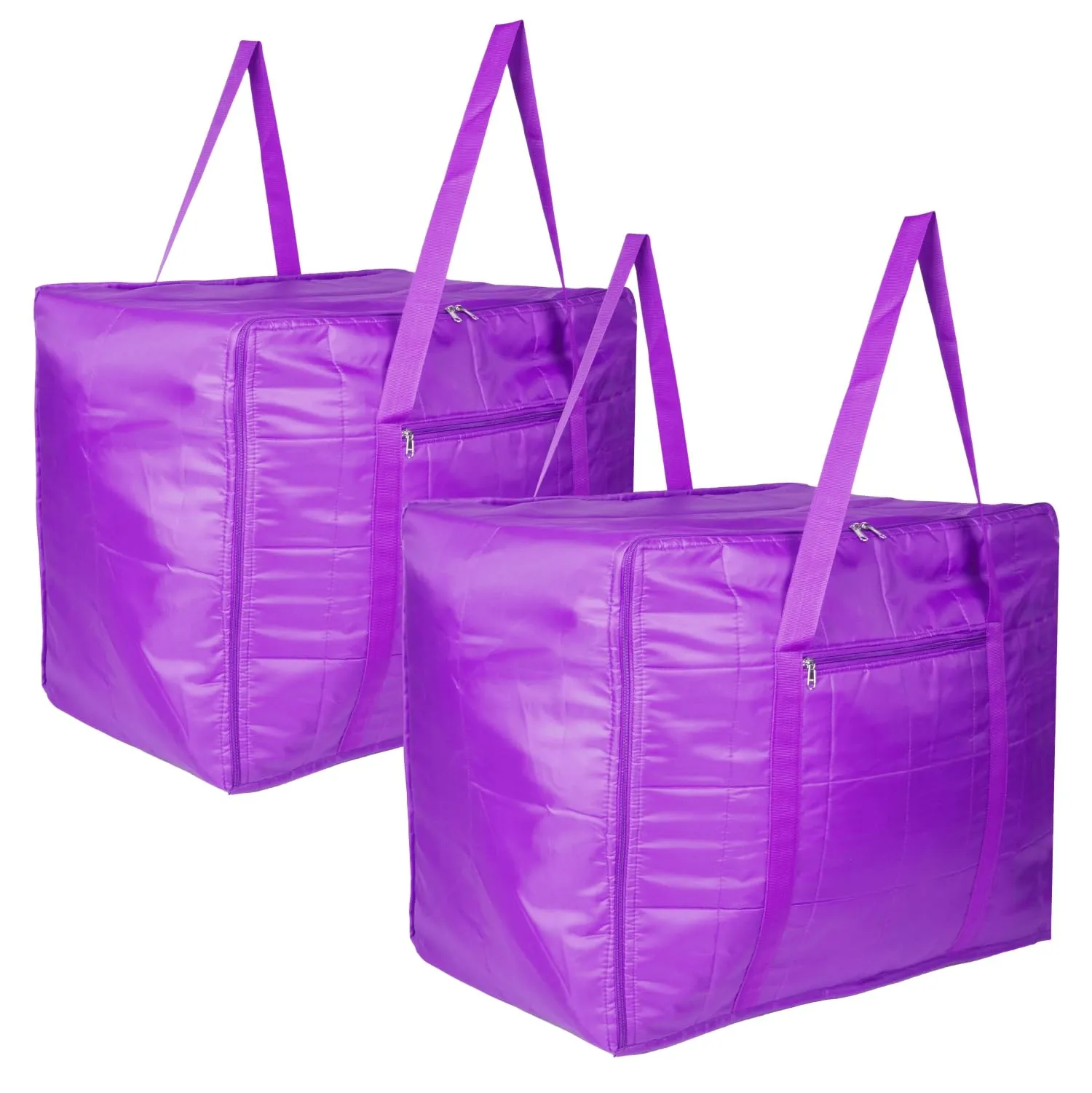 Kuber Industries Storage Attachi Bag | Parachute Travel Storage Bag | Underbed Storage Bag | Storage Organizer for Clothes | Zipper Closure Blanket Bag with Handle | Large | Pack of 2 | Purple