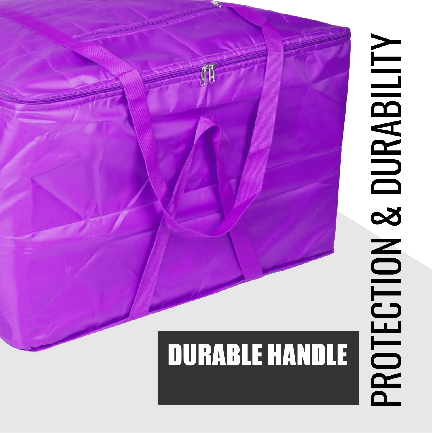 Kuber Industries Storage Attachi Bag | Parachute Travel Storage Bag | Underbed Storage Bag | Storage Organizer for Clothes | Zipper Closure Blanket Bag with Handle | Large | Pack of 2 | Purple