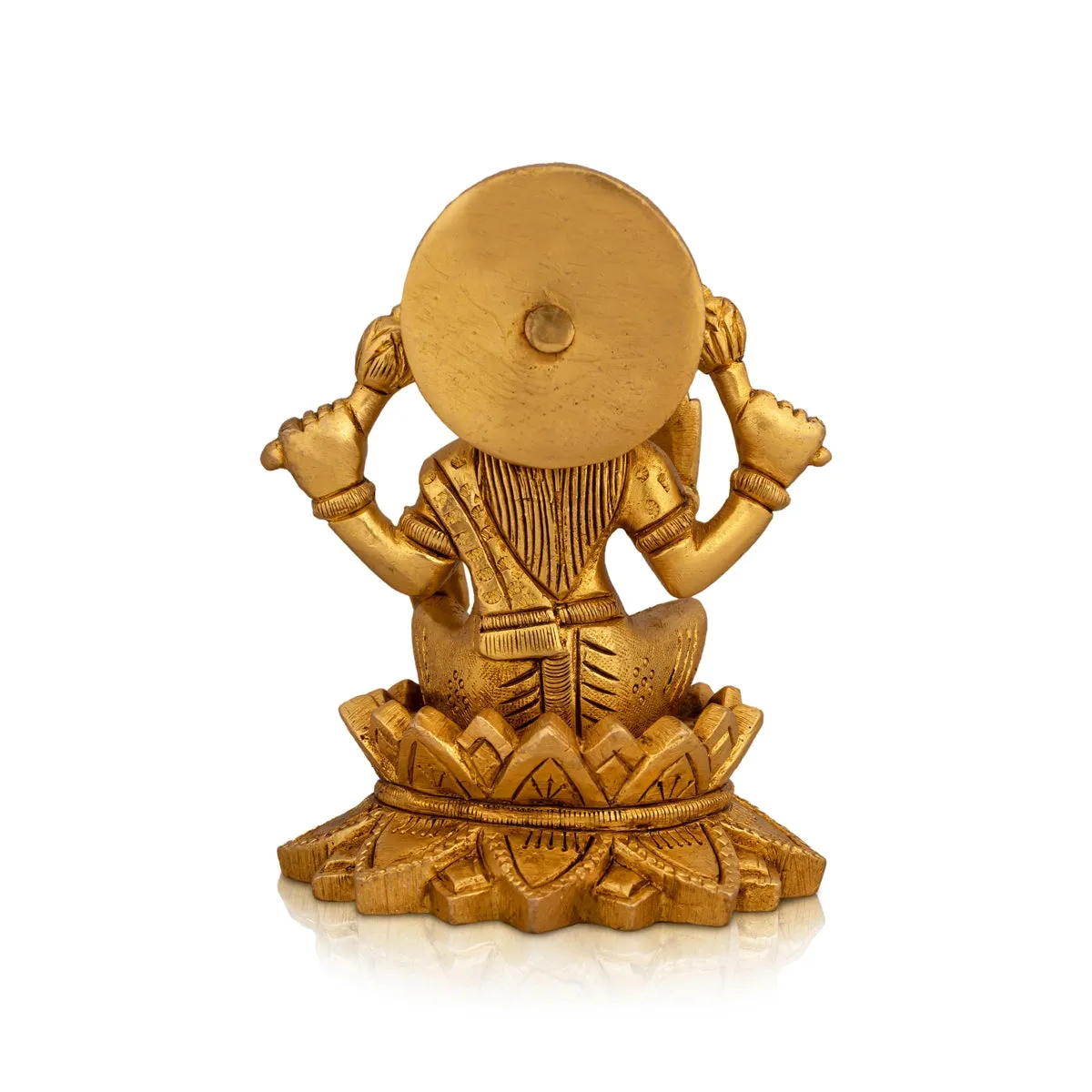 Lakshmi Idol Sitting On Lotus - 4.5 x 3.5 Inches | Antique Brass Idol/ Laxmi Idol for Pooja/ 865 Gms Approx