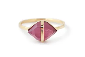 Large Herkimer cut Ruby Bezel Ring