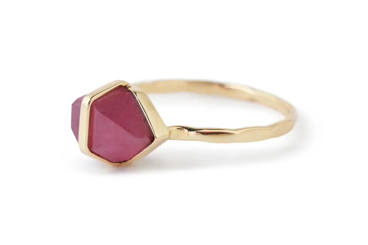 Large Herkimer cut Ruby Bezel Ring