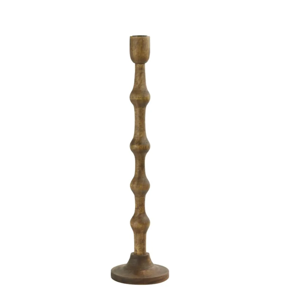 Leah Wood Matt Dark Brown Candle Holder
