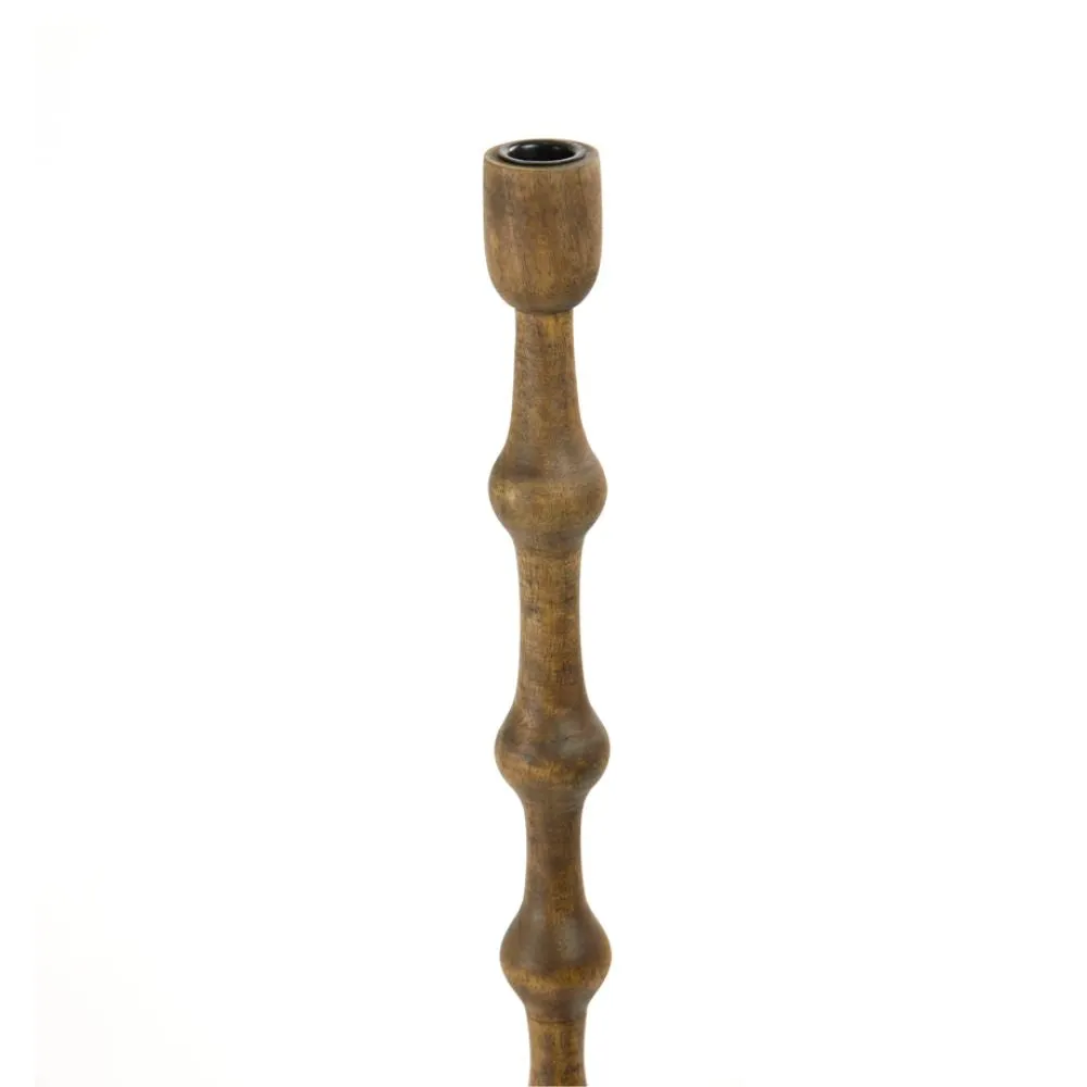 Leah Wood Matt Dark Brown Candle Holder