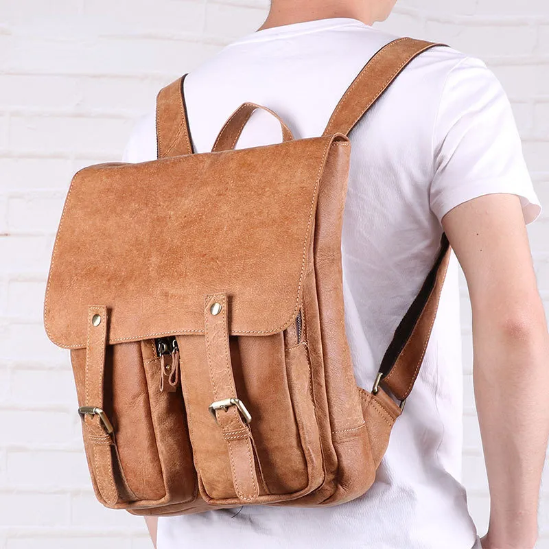 Leisure Vintage Leather Laptop Backpack J6355