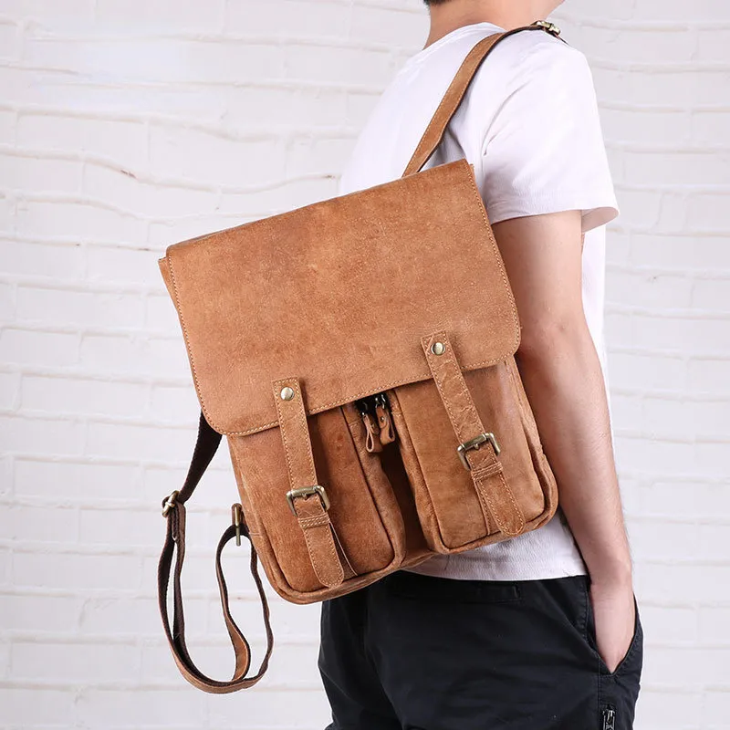 Leisure Vintage Leather Laptop Backpack J6355