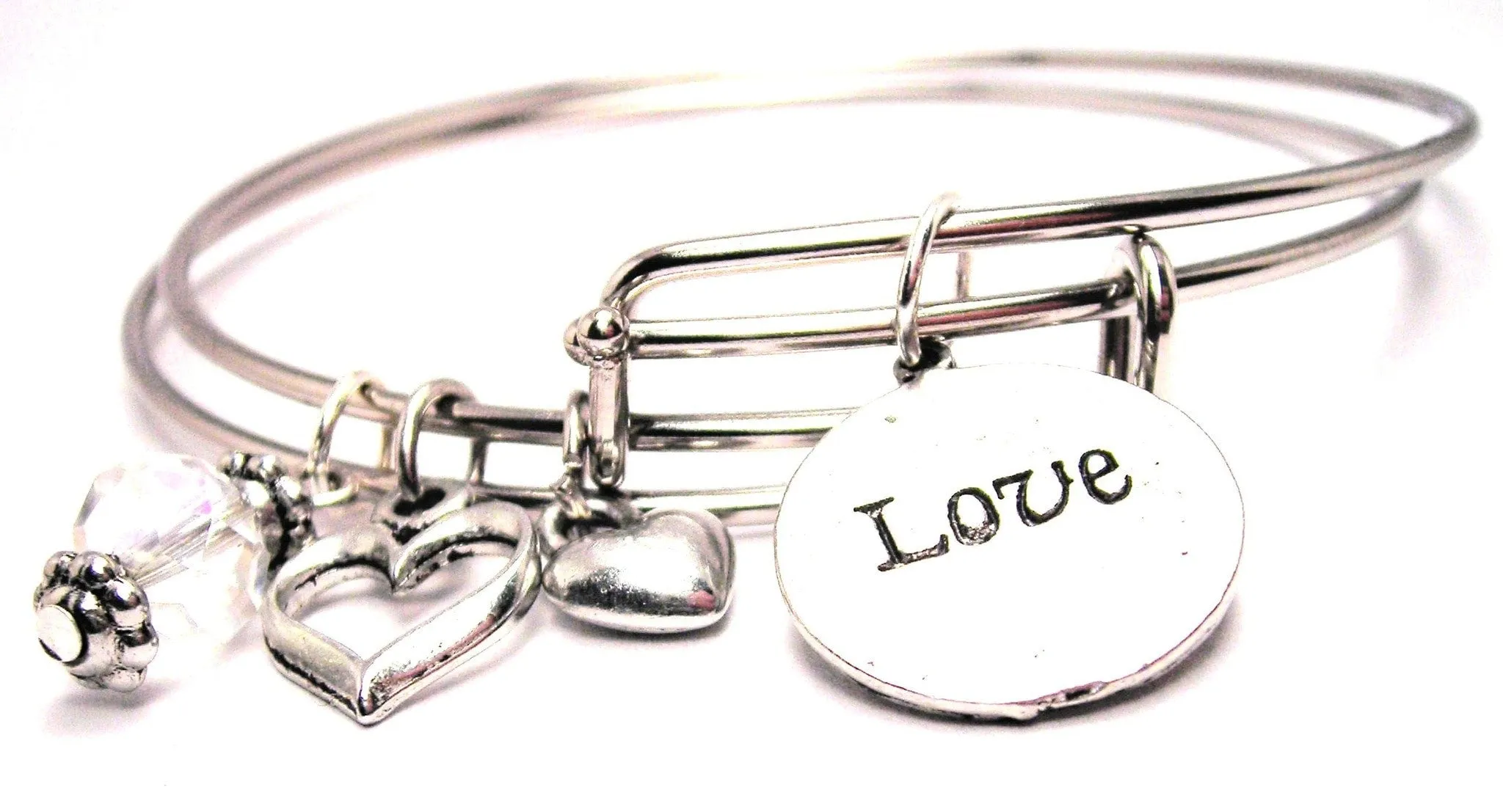 Love Circle Expandable Bangle Bracelet Set
