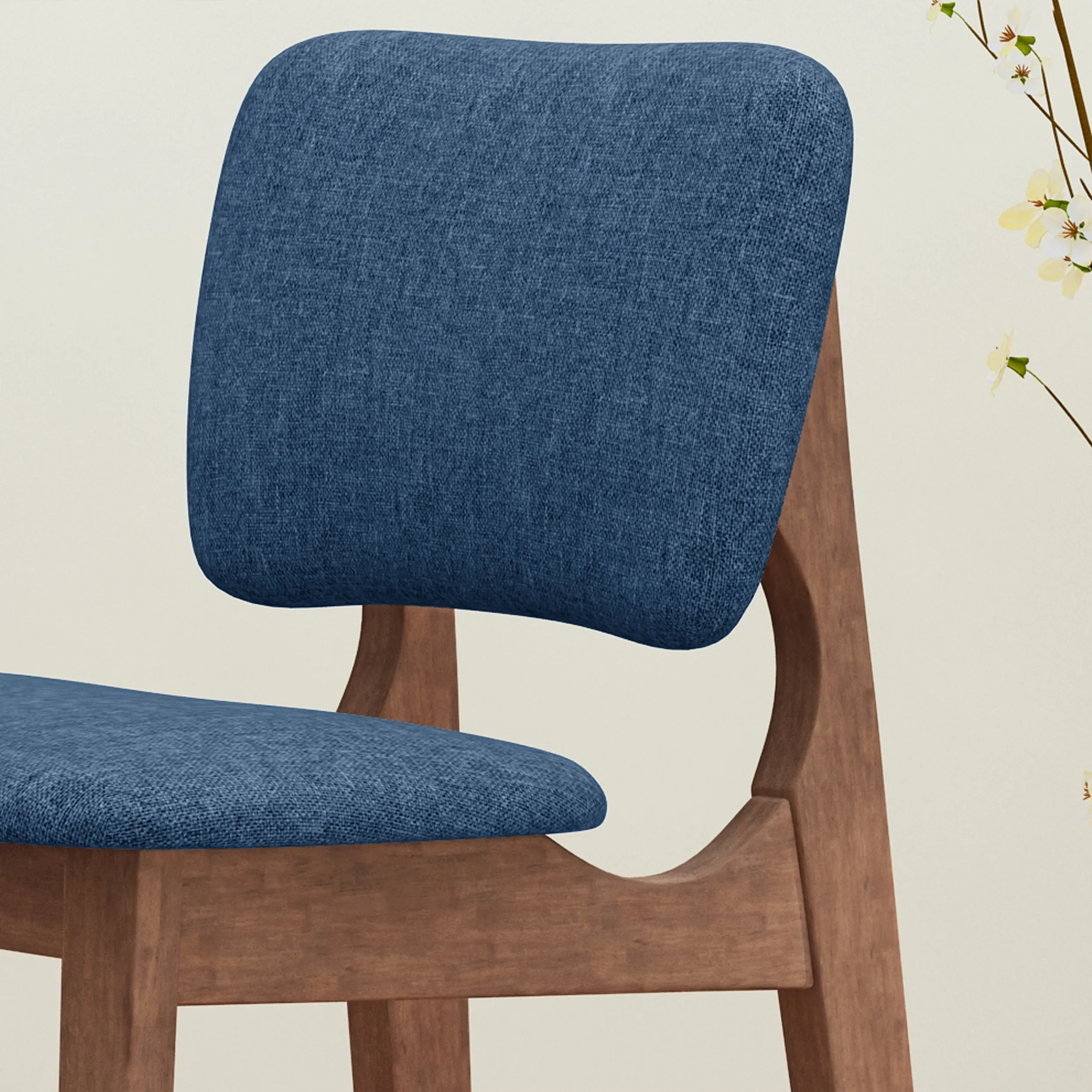 Luella 42" Wooden Bar Chair with Fabric Seats (Set of 2)