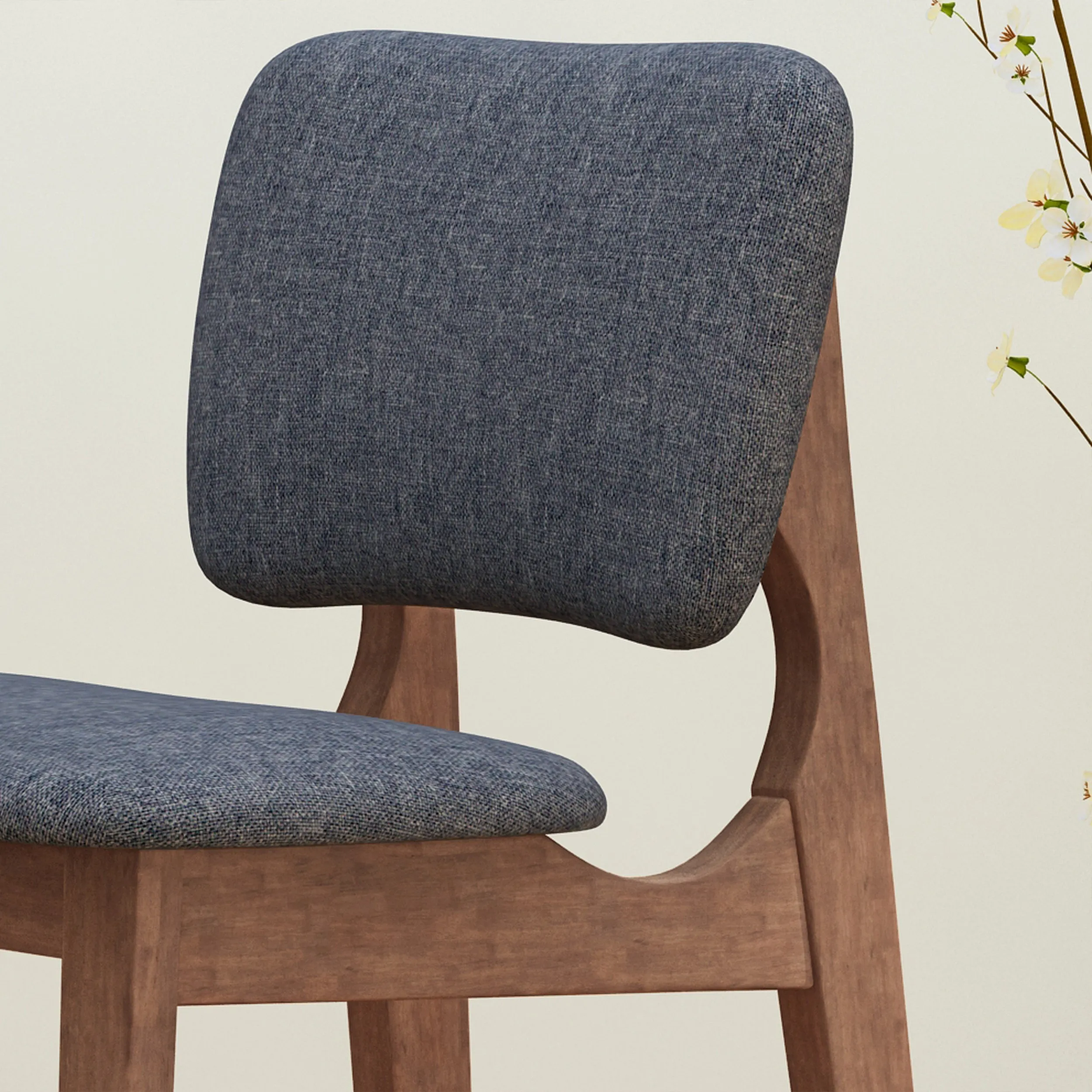 Luella 42" Wooden Bar Chair with Fabric Seats (Set of 2)