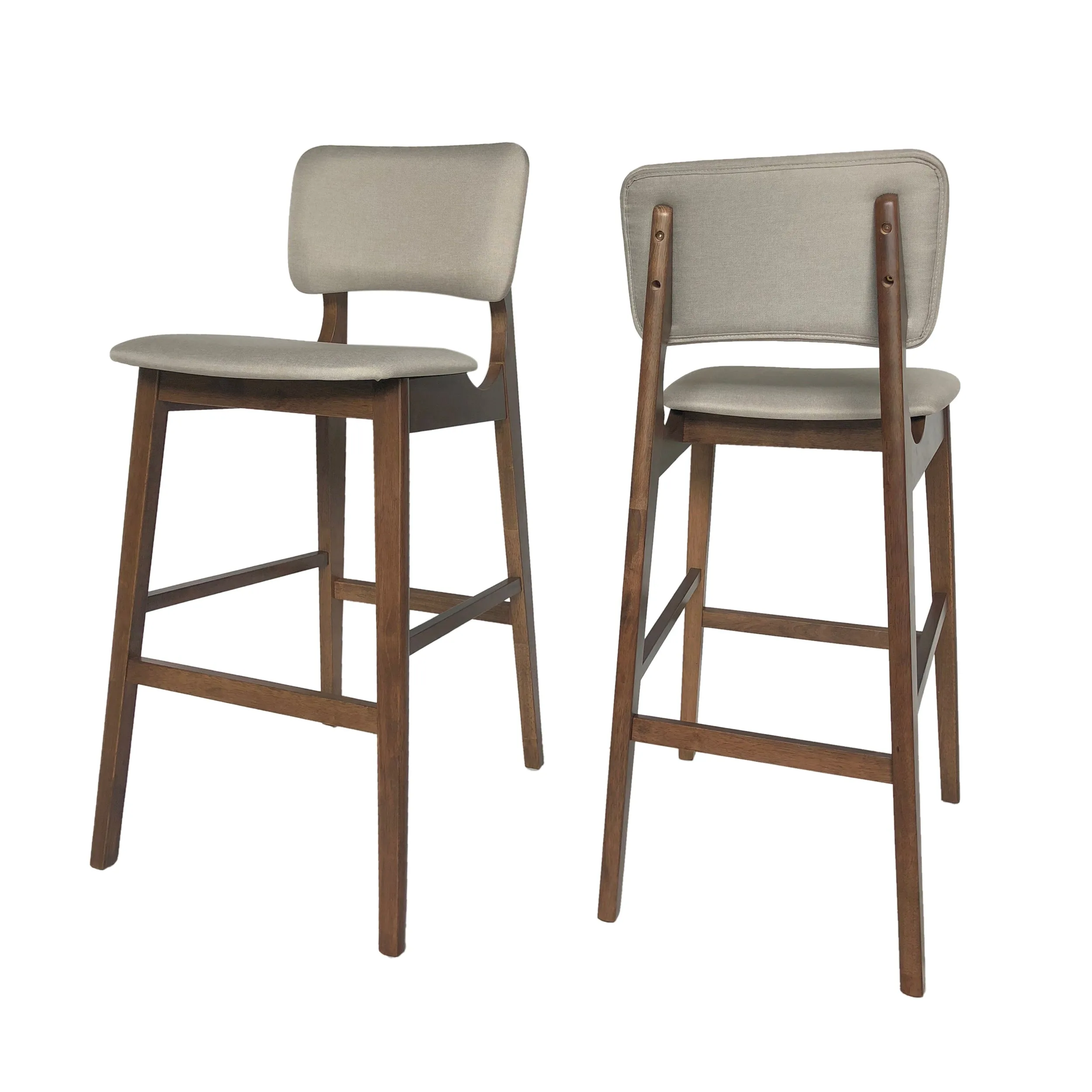 Luella 42" Wooden Bar Chair with Fabric Seats (Set of 2)