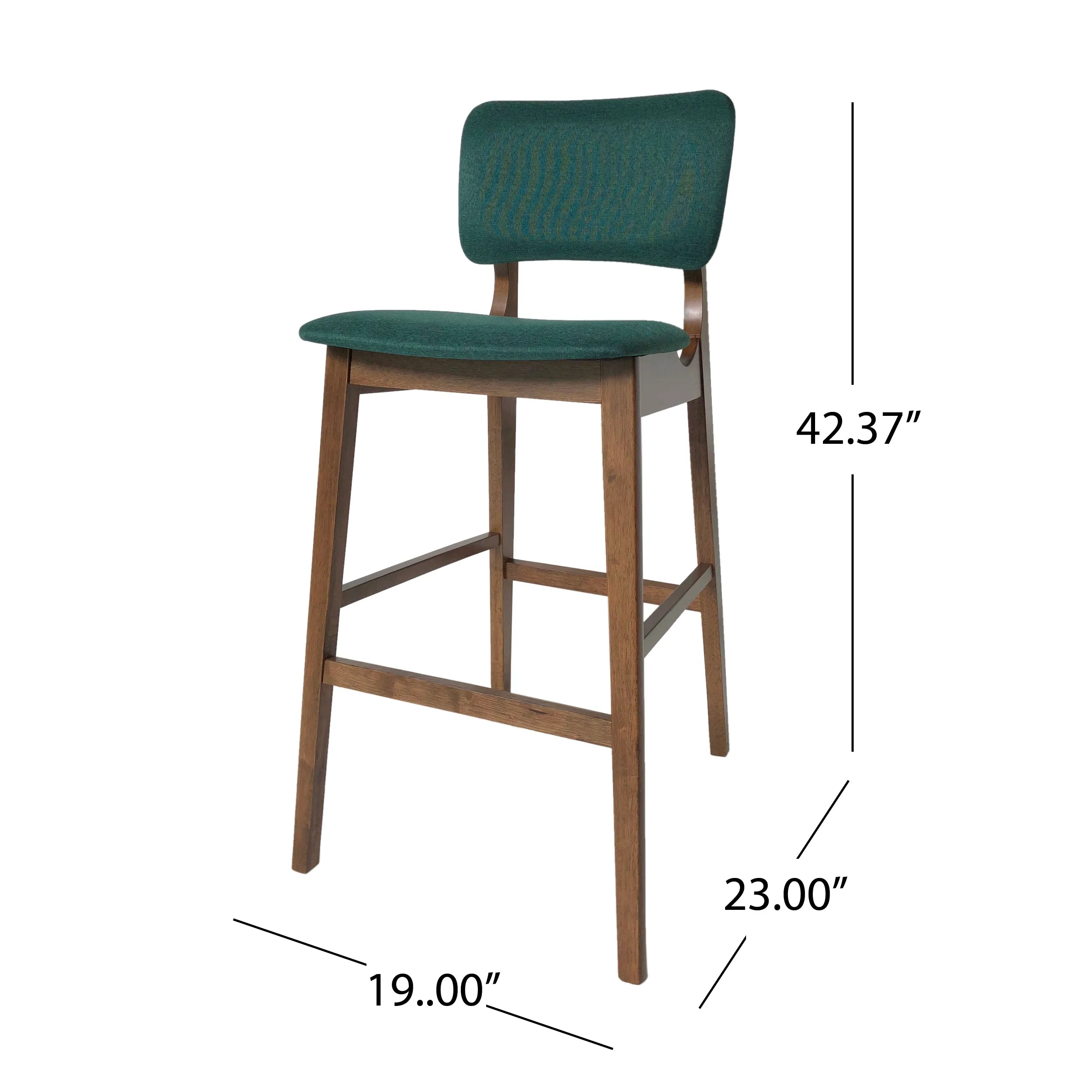 Luella 42" Wooden Bar Chair with Fabric Seats (Set of 2)