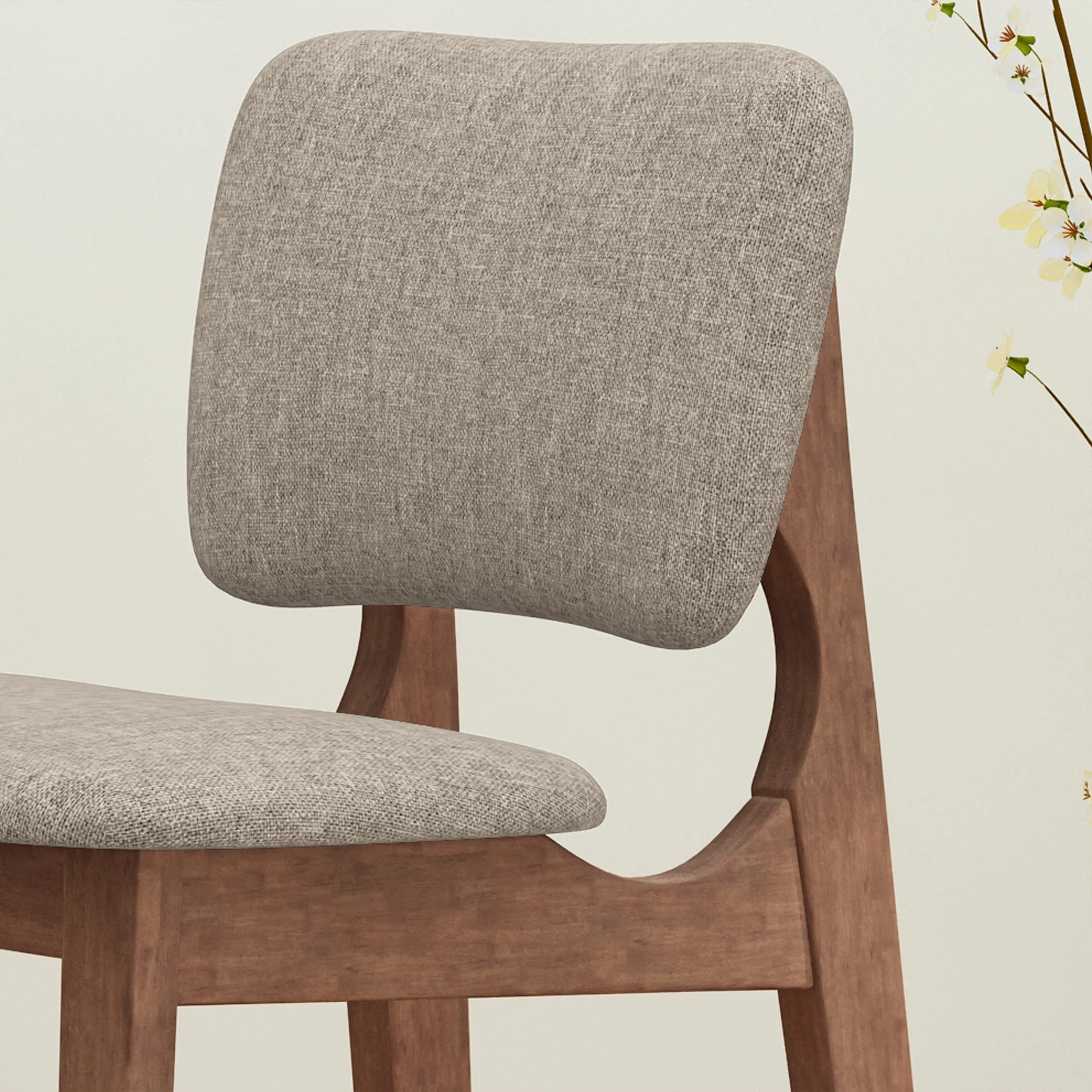 Luella 42" Wooden Bar Chair with Fabric Seats (Set of 2)