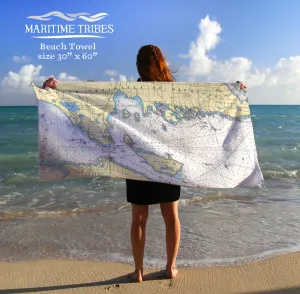 Mackinac Island, MI - Nautical Chart Quick Dry Towel