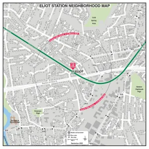 MBTA Eliot Station Neighborhood Map (September 2022)
