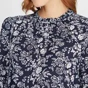 Meadow Print Dobby and Frill Blouse